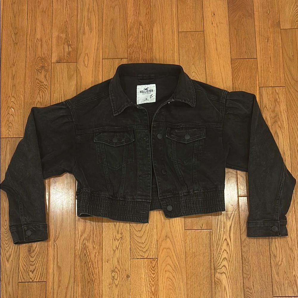 Hollister Cropped Black Jean Jacket